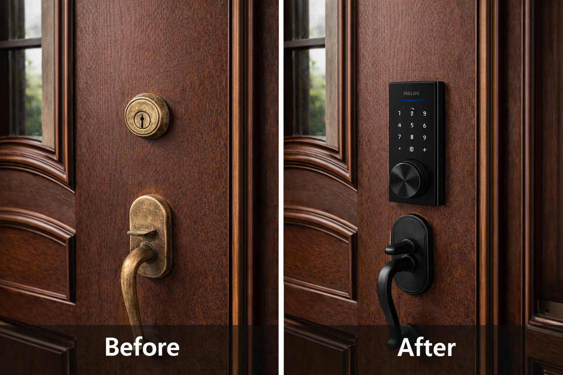 Smart Lock Before and After Installation 